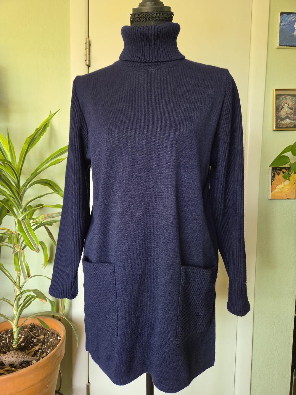 Navy Turtleneck Sweater Dress